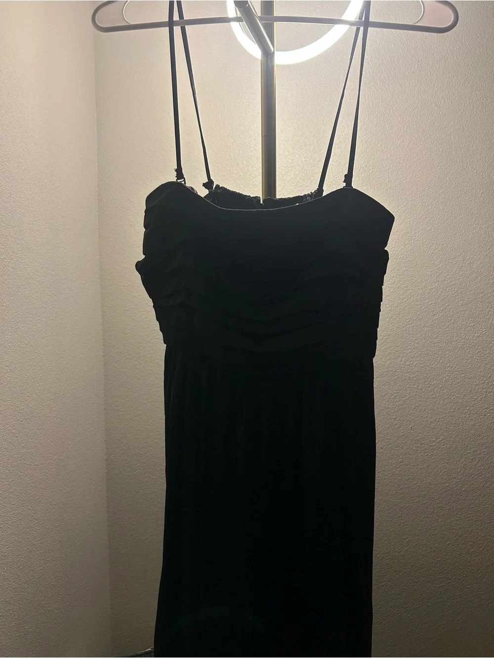 Abercrombie & Fitch Black Ruched Bodice Spaghetti-Strap Maxi Dress